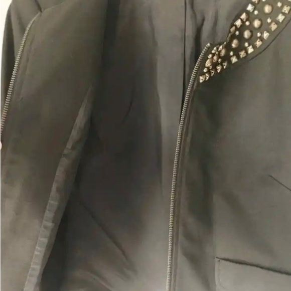 MICHAEL MICHAEL KORS Studded Moto Jacket Blazer Olive Women's Size Petite. S - Picture 5 of 7